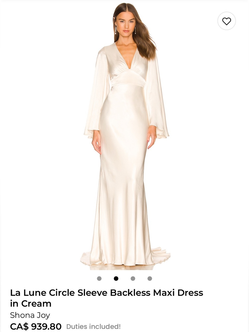 Shona Joy Cream V‑Neck Circle Sleeve Backless Maxi Dress